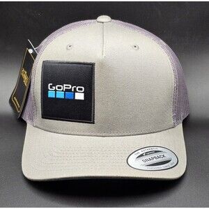 NWT GoPro Yupoong Snapback Hat Gray Mesh Blue Brim Logo Under Brim Adjustable
